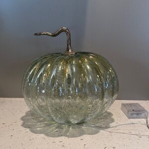 Elegant Glass Pumpkin Decor lights up and has timer